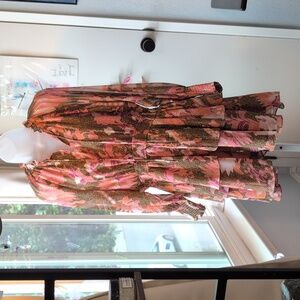 Dress Forum Pink and Brown Floral Long Sleeve Dress
